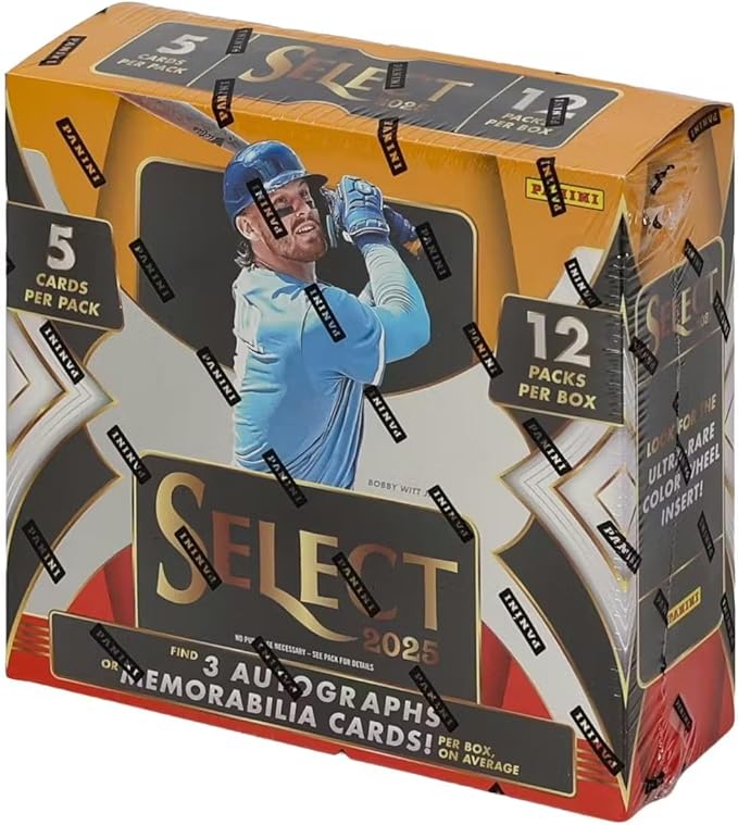 2025 Panini Select Baseball Hobby Trading Card Box (3 Autograph or Memorabilia Cards Per Box)