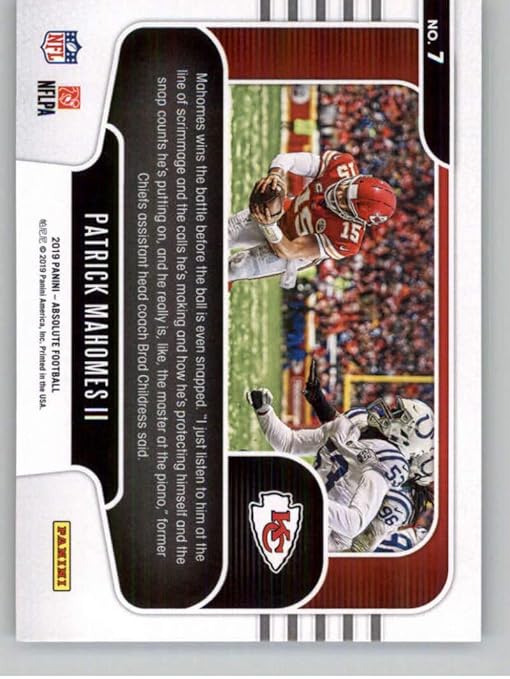 2019 Absolute Red Zone #7 Patrick Mahomes II Kansas City Chiefs NFL Football Trading Card