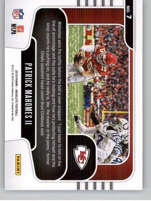 2019 Absolute Red Zone #7 Patrick Mahomes II Kansas City Chiefs NFL Football Trading Card