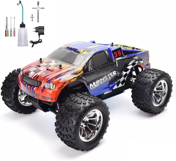 1/10 Nitro RC Truck for Adult RTR 80KM/H Fast Nitro Gas Power Car High Speed Off Road Climbing Vehicle Gas-Engine 4WD Remote Control Truck Hobby Racing Oil-Powered Short Course Rally Crawler