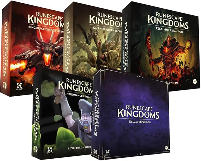 Steamforged Games RuneScape Kingdoms The Board Game Bundle: King Black Dragon Kalphite Queen TzKal-Zuk Culinaromancer and RuneScape Expansion (5 Items)