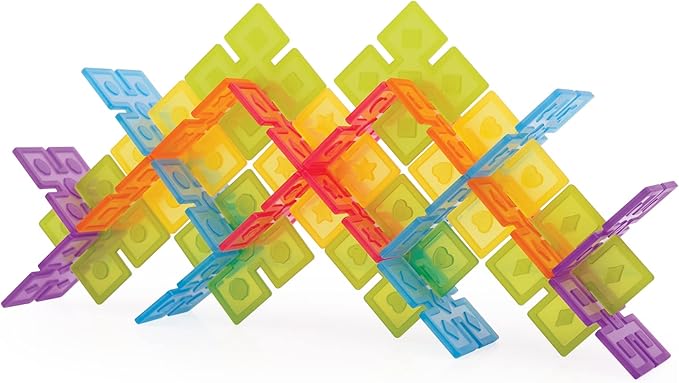 Guidecraft Interlox Squares - 96 Piece Set Interlocking Construction Toy Creative Building - Educational STEM Construction Toy for Kids