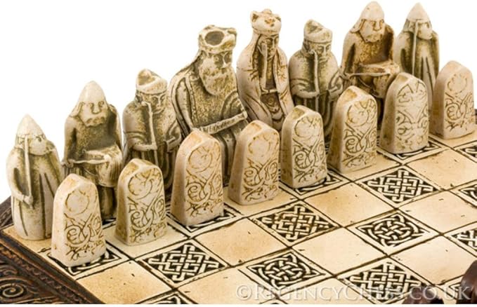 Isle of Lewis Compact Celtic Chess Set 9 Inches