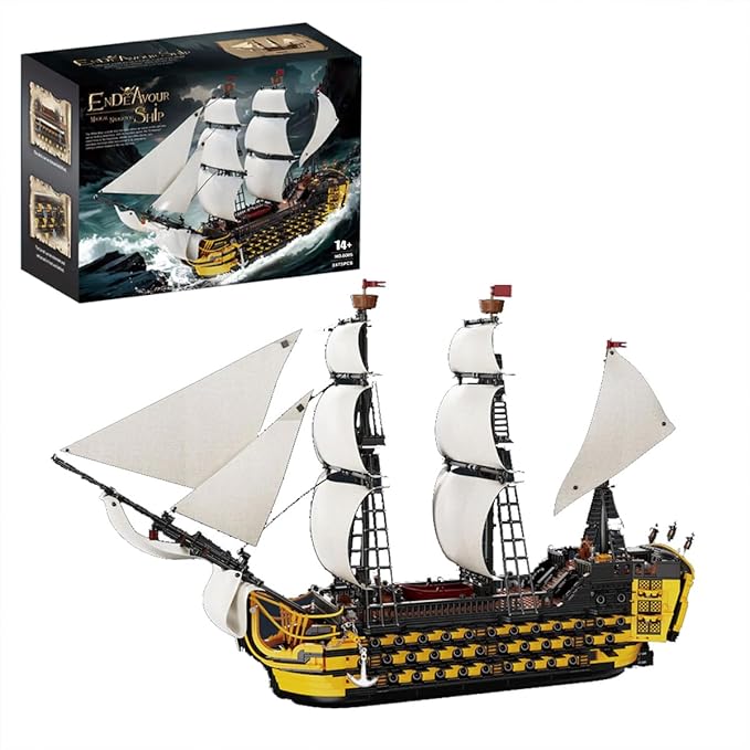 Endeavor Pirate Ship Model Building Set Length 84cm Movie Themed Scenes with Sail Cannons &amp Movable Parts for Film Fans Adult Collectors Building Sets 2475pcs