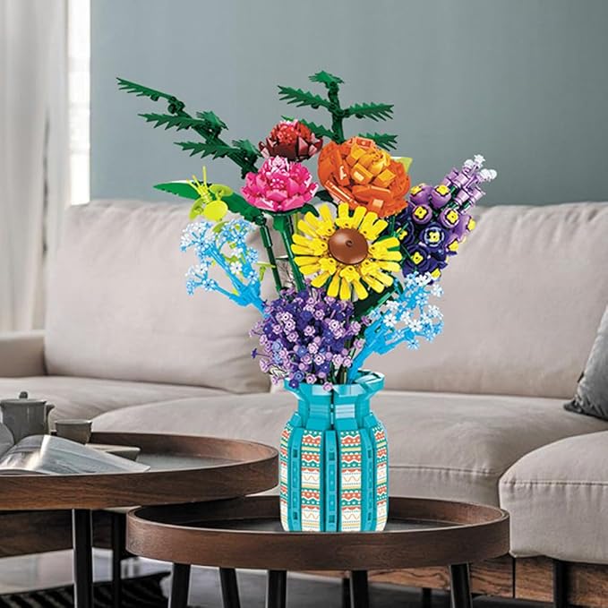 39150 The Words of Azure Flowers Building Blocks Flower Set 1853 Pieces of Floral and Plant Series Block Sets Adult Creative Enthusiast Model Gifts Can be Used for Room Decoration
