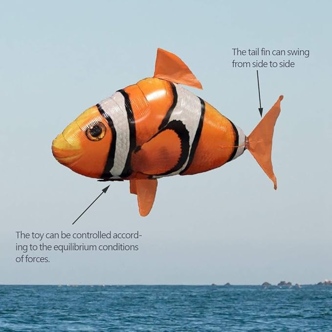 AUOK Remote Control Shark Toys Infrared RC Flying Clown Fish Balloon - Anti-Gravity Indoor Toy with Mid-Air Hovering for Fun Party Decorations &amp Gifts (Orange)