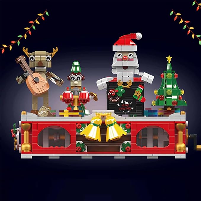 Christmas Musical Building Block Set Interactive Santa &amp Reindeer Holiday Scene with Music - Operated Movement Festive Construction Toy &amp Decor for Adult（1045 Pcs）