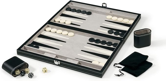 Mainstreet Classics by GLD Products 15-Inch Backgammon Board Game Set Black/White55-0619