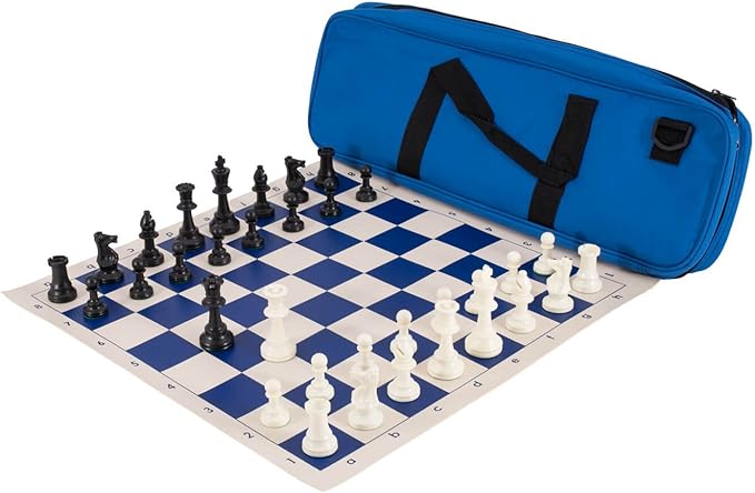 Deluxe Chess Set Combination - Triple Weighted - by US Chess Federation (Royal Blue)