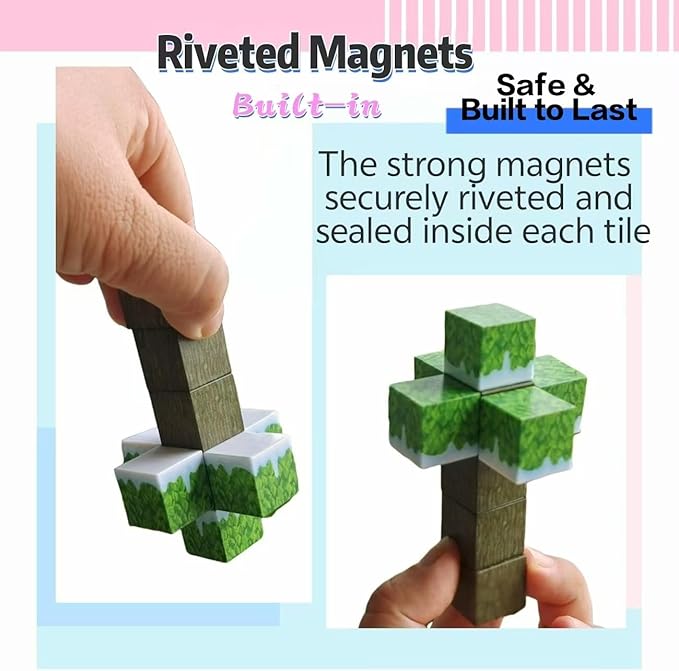 150PCS Magnetic Tiles Christmas Building Set STEM Sensory Toys with Santa &amp Reindeer Figures for Kids Ages 3-12 Gift Educational Magnetic Blocks for Toddler Boys Girls