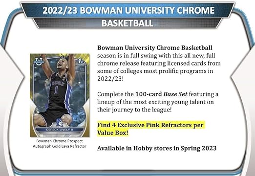 2022 2023 Topps Bowman University Chrome Basketball Series Unopened Factory Sealed Blaster Box with Possible Victor Wembanyama Autographs