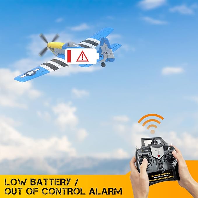 Remote Control Airplane for Adults P51 Mustang 4 Channel RC Plane with 6-Axis Gyro Aerobatic WW2 Warbird Fighter Glider Park Flyer Gift