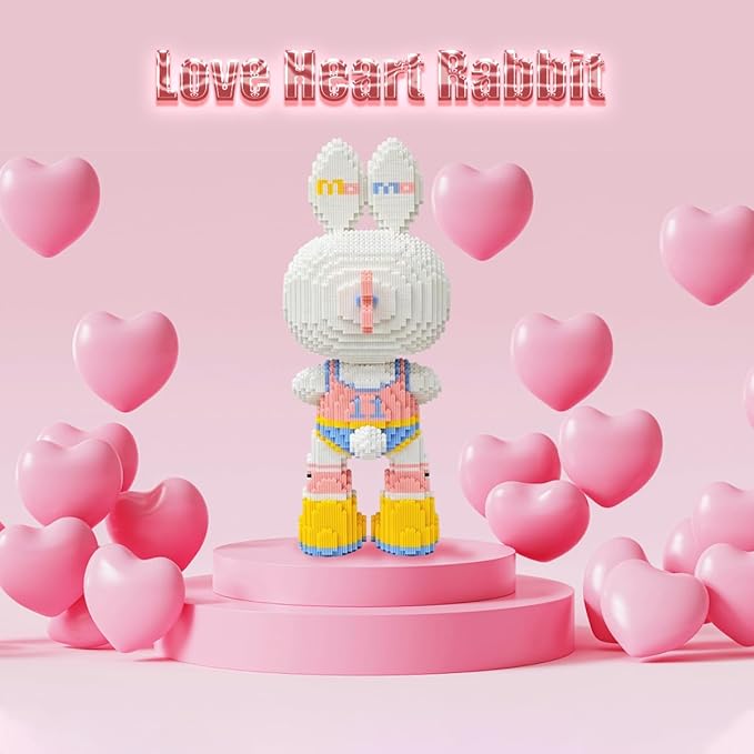 Animal Love Heart Rabbit Micro Building Blocks Set（8000PCS 55cm High Series） Gift for Adults and Kids
