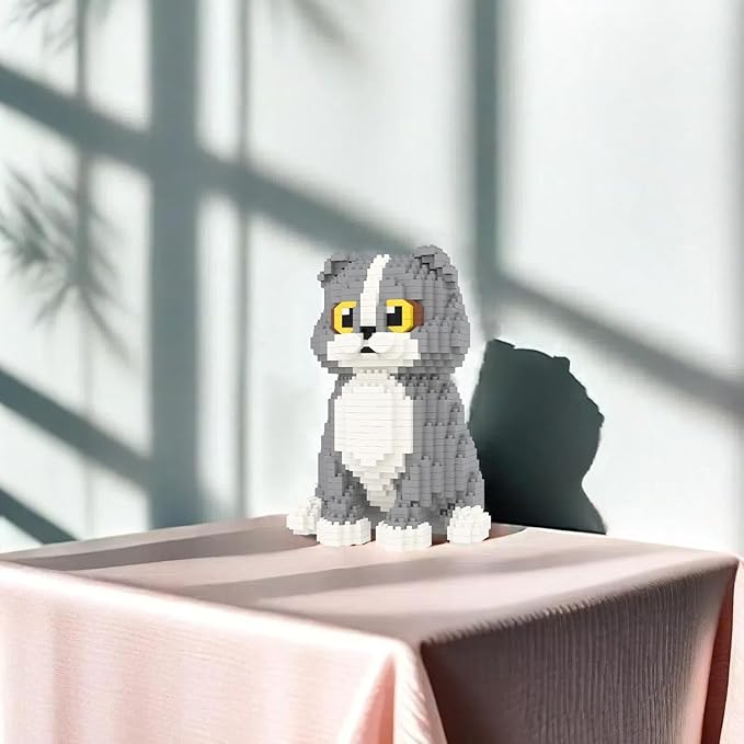 Larcele Cat Micro Building Blocks Animal Set DIY Mini 3D Building Toy Bricks Kit985 Pieces KLJM-05 (Scottish Fold)
