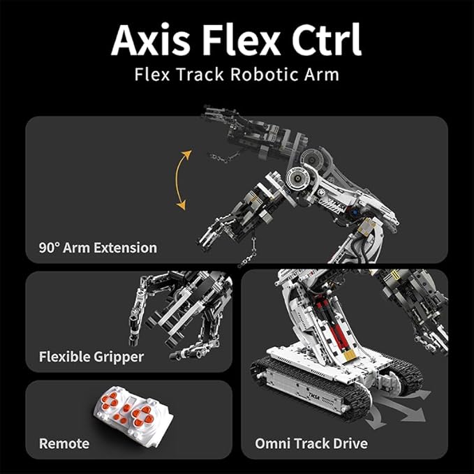 Technical Tracked Robot Arm Building Block KitsSTEM Educational ToysUpgraded Version Remote &amp APP ControlledSet for Boys and Girls 8-14Technical Robotic Arm Set for Adult(1468Pcs)