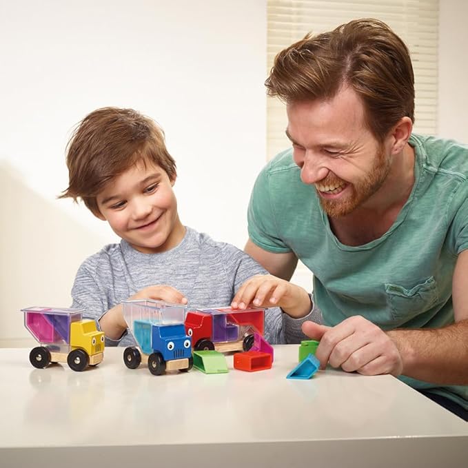 SmartGames Trucky 3 Wooden Puzzle Educational Stacking Toy Game with 48 Challenges for Ages 3+