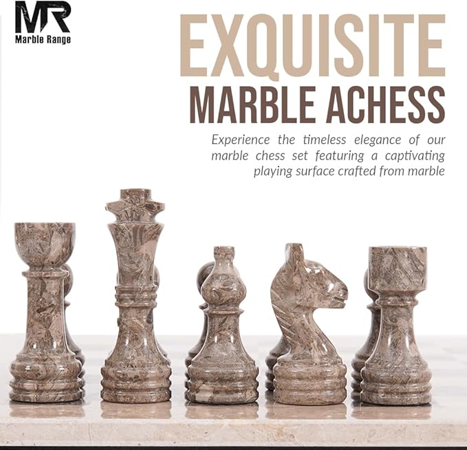 Marble Chess Set for Adults 15 Handmade Verona &amp Oceanic Board Game with 32 Chess Pieces 2 Extra Queens &amp Storage Box Luxury Travel Game – Elegant Home Décor