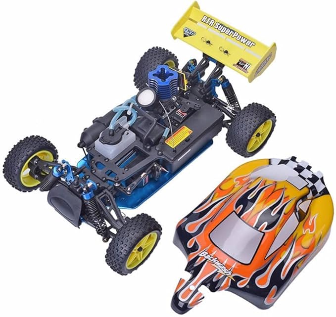 1/10 Nitro RC Car for Adult 75CC Oil-Powered Two Speed RC Crawler Truck 4WD Off Road Buggy Nitro Gas Power Remote Control Car Hobby Toys 90KM/H Fast Petrol Engine Racing Car RC Vehicle