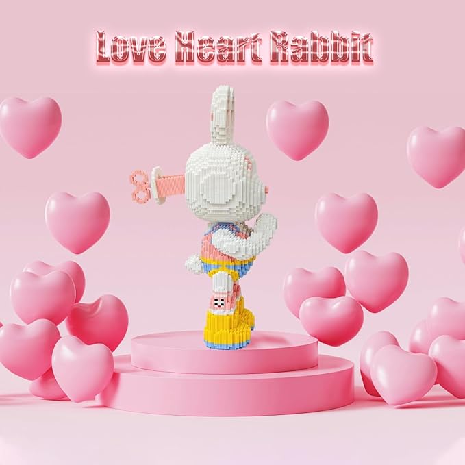 Animal Love Heart Rabbit Micro Building Blocks Set（8000PCS 55cm High Series） Gift for Adults and Kids