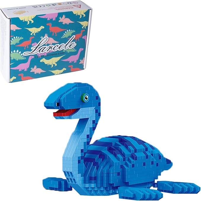 Larcele Micro Building Blocks Dinosaur Set DIY Mini 3D Building Toy Bricks1004 Pieces KLJM-06 (Plesiosaurus)