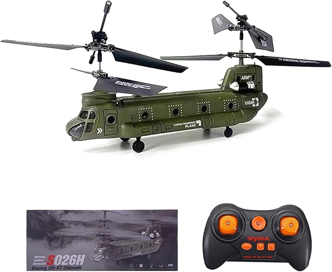 2.4G 3CH RC Helicopter S026H Military Transport RC Helicopter with Altitude Hold One Key Take Off/Landing LED Light Low Battery Reminder Gyro for Teens Beginners and Adults
