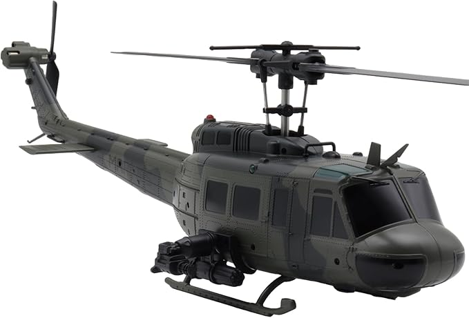 C032 UH-1 Huey RC Helicopter 1/48 Scale 6-Channel Brushless Helicopter with Optical Flow Positioning One Click Inverted Flight &amp Gyro Stabilized 3D Stunt Military Aircraft Model for Adults