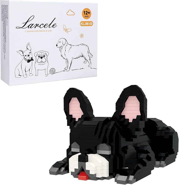 Larcele Micro Building Blocks Set DIY Mini Building Toy Bricks for Age Over 12 Years 1045 Pieces KLJM-02 (French Bulldog)
