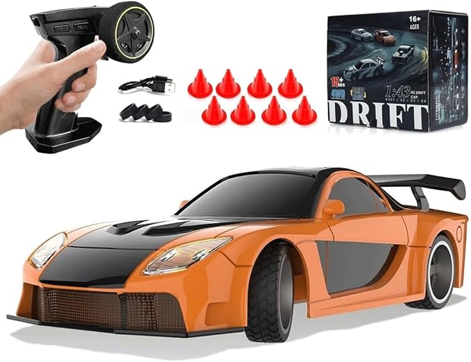 1:43 Scale Mini RC Drift Car with LED Lights Electric 2.4G Remote Control Racing Car Full Proportional 15KM/H High-Speed Vehicle for Hobbyists &amp Adults -RTR Version