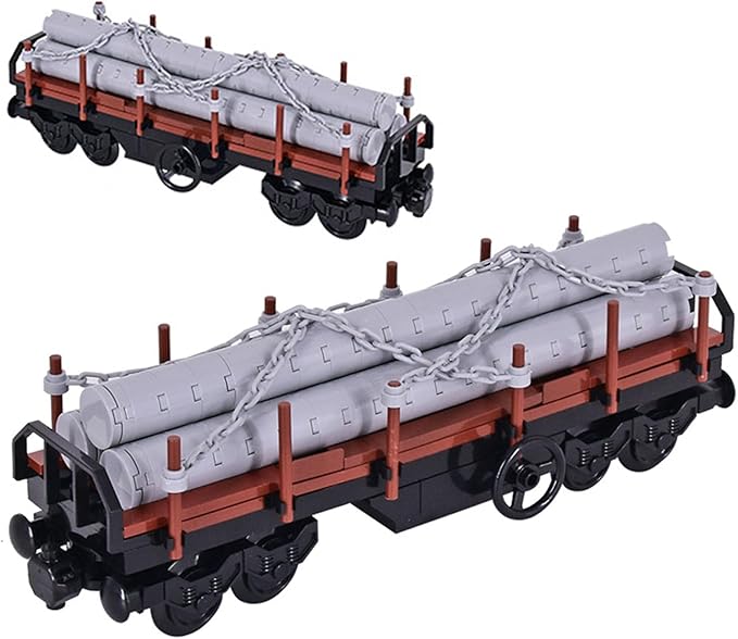 6IN1 City Freight Train Car Building Set DIY Toys for Teens and Adults Compatible with Lego 630 Building Accessory (Stone Cart)