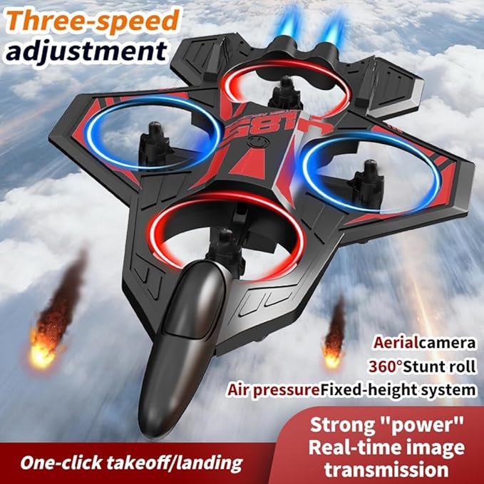 RC PlaneRC Fighter Jet Plane with Camera and Screen for Adults &amp Kids Remote Control Stunt Airplane w/ 360° Flips Altitude Hold One-Key Takeoff &amp LED Lights EVA Foam Glider Toy for Kids 8