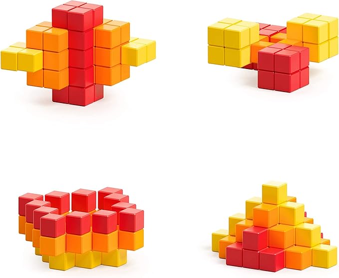 PIXIO Lava - Tiny Magnetic Blocks Building Toy in The Pixel Art Style with Free App - 5/16 Plastic Cubes with 6 Magnets Inside - Open Ended Toy - Creativity Toy for Ages 6+ - 60pcs
