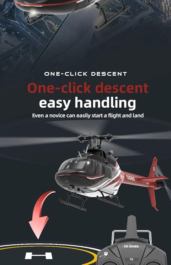 Hanll YUXIANG F08 Bell 206 RC Helicopter for Adults 1/27 2.4G 6CH Brushless Direct-Drive 6G Flybarless RC Helicopter with 6-Axis Gyro Optical Flow Positioning RTF/ 2 Battery