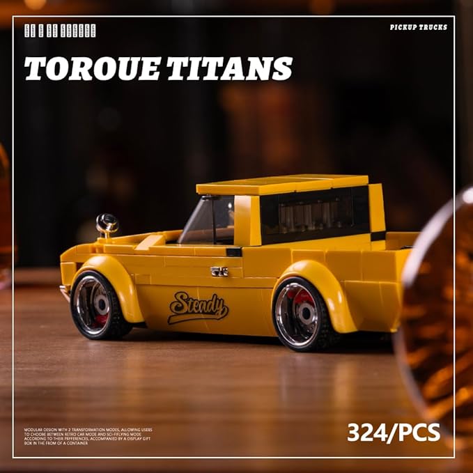 PB8842 1:32 Freedom Cruiser Pickup Truck Buliding Blocks Set 324 Pieces Car Scale Model Toy with Display Container Clamping Blocks STEM Gift for Adults