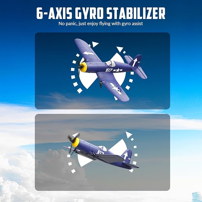 volantexrc RC Plane 3 Channel Remote Control Airplane Fighter Toys 2.4GHz 6-axis Gyro Stabilizer RTF Glider Aircraft Plane Easy to Fly for Adults Beginners (F4U Corsair)