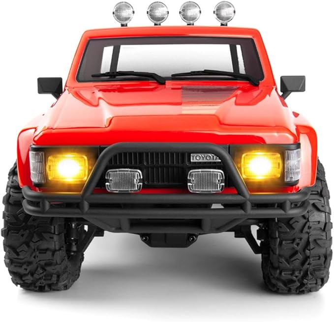 Helidirect HPI Venture18 Brushed 1985 Toyota Hilux SR5 1/18 RTR 4WD w/2.4GHz Radio TX Battery &amp Charger - Remote Control Crawler RC Rock Crawler 1/18 4WD Off-Road for Adults (Red (HPI160801))