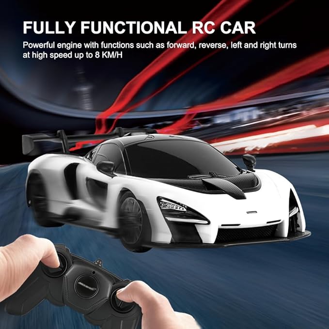 1:24 Scale Remote Control Car for McLaren Senna 2.4GHz Model RC Cars Electric Sport Racing Hobby Vehicle Gift for Adults Kids Boys Girls - White