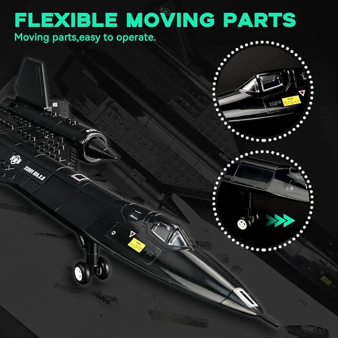 ArtorBricks SR-71 Reconnaissance Blackbird Airplane Military Building Set - 183 Piece Model Kit for Adults Collectors &amp Hobbyists