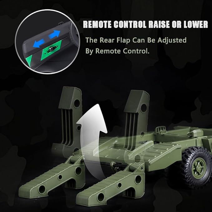 RC Semi Truck 2.4Ghz 6WD Remote Control Army Truck Trailer 41.3 Inch Large Size RC Car Toy 1/16 Scale Tractor Remote Control Electric Transport Vehicle Toy car for boy Gifts