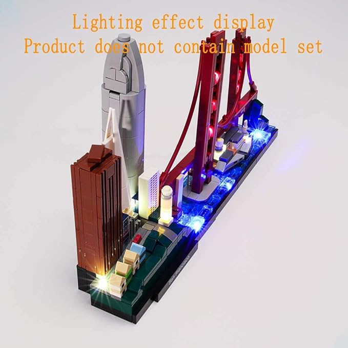 Upgraded Version USB Light Kit for Architecture Skyline Collection San Francisco Golden Gate Bridge - Compatible with Lego 21043 Bricks Model (Model Set Not Included)