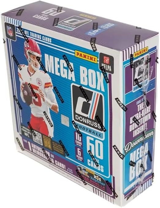 NEW 2025DONRUSS Football Card MEGA Box 60 Cards - 1 Autograph or Memorabilia Card Per Box! (Red Wave Parallels)