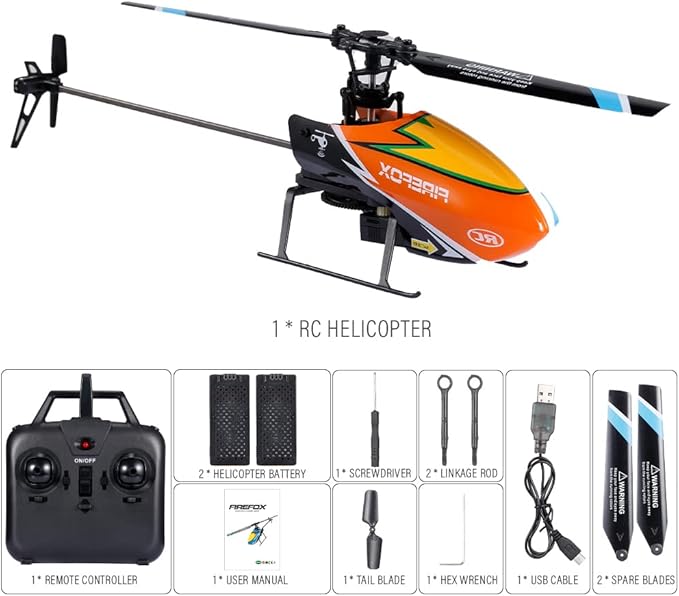 GoolRC C129 RC Helicopter 4 Channel 2.4Ghz Remote Control Helicopter with 6-Axis Gyro Aileronless RC Aircraft with Altitude Hold Landing Pad and 2 Batteries (Orange)