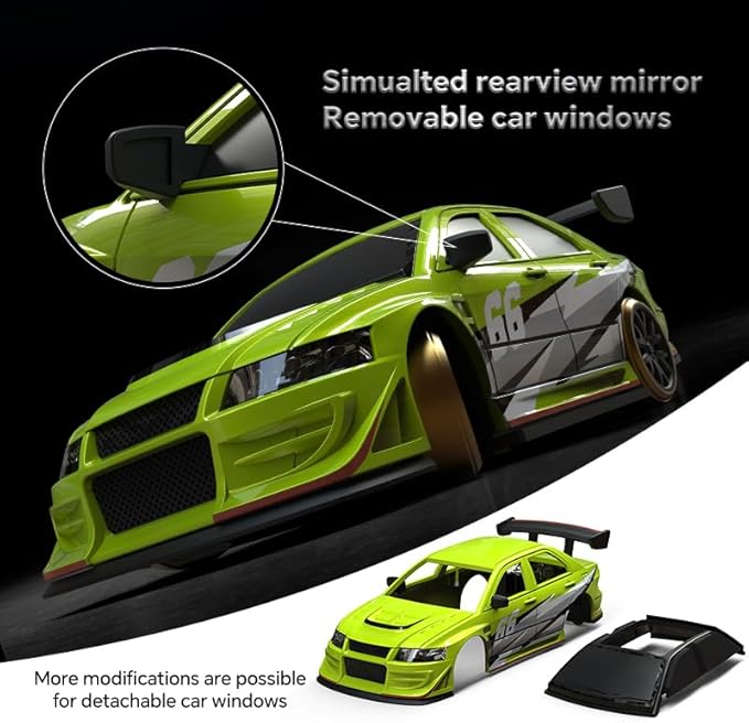 Turbo Racing 1:76 Scale RC Drift Car Table Racing 2.4GHZ Remote Control Mini Model Car with Gyro Full Proportional RTR for Adults Toys (C66-Green)