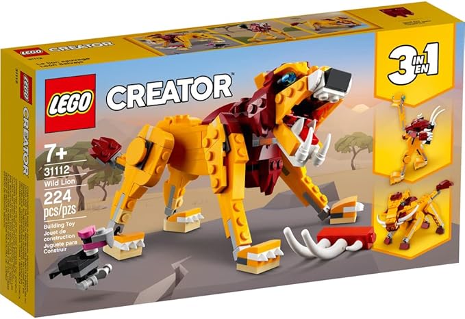 LEGO Creator 3in1 Wild Lion 31112 3in1 Toy Building Kit Featuring Animal Toys for Kids New 2021 (224 Pieces)