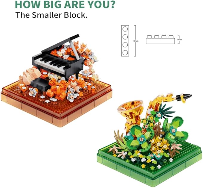 Musical Instruments Micro Blocks Building SetsClassical Famous Building Block Set1500 PCS for Adults and KidsPiano and Saxophone with Clear Plastic Cover