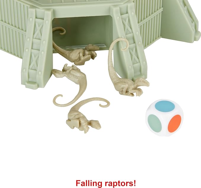 Mattel Games Jurassic World Dominion KerPlunk! Raptors Game with Tower Sticks and Toy Velociraptor Dinosaurs Toy and Collectible