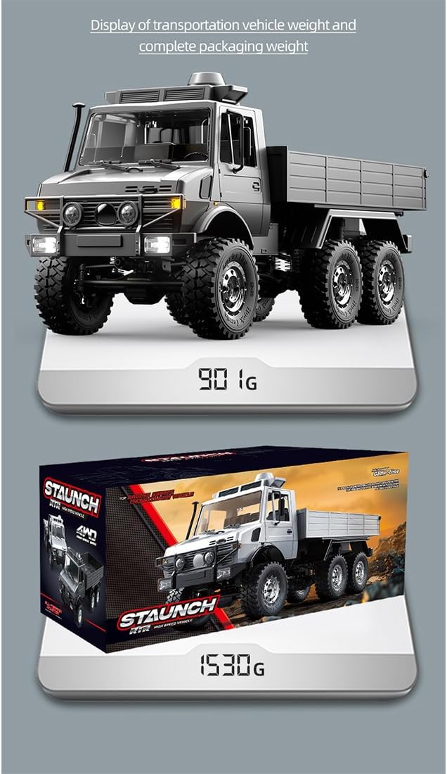Helixsun All-Terrain Off-Road RC Transport Truck (Grey) 1/18 Scale 6WD 15KM/H Remote Control Transport Truck Vehicle Model Gift for Adults -RTR