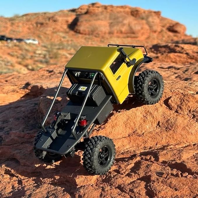 HOBBYPLUS CR-18P V3 Brushless Rushmore in -Hunter - Matte Sand - 1/18 Scale RC Truck Crawler with Off-Road RC Trucks Features Portal Axles &amp Metal Gears - RTR 2S/3S LiPo Compatible (1810419-V3)