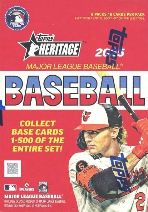 2025 Topps Heritage Baseball EXCLUSIVE HUGE Factory Sealed Blaster Box with 64 Cards Including 2 High #’d SP 2 DG Bordered Parallels2 Chrome Sparkle Parallels&amp2 Base Chrome or Refractor Parallel