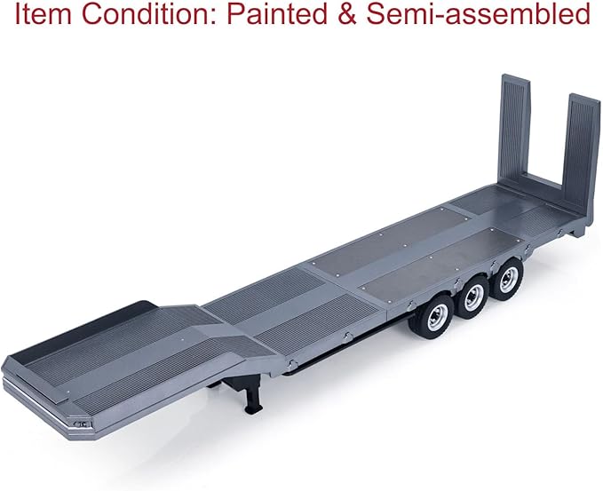 73.5Cm Plastic Semi Trailer Flatbed 1502 for 1/18 Remote Control Tractor Truck Huina 1501 Electronic Support Legs Tail Board fit with TH25071 770S Tractor for Ages 14+(Gray)