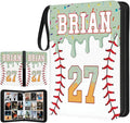 Personalized Ice Cream Drip Baseball Card Binder with Name &amp Number – Zipper Trading Card Album with Handle – Collector Case for Players &amp Fans (Ice Cream Drip Art #4)